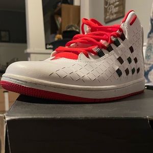 Jordan white and red shoes